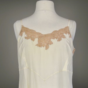 Vintage 1920s Step In, 20s Chemise Combination, 1920s Silk Ecru Lace Lingerie, image 2