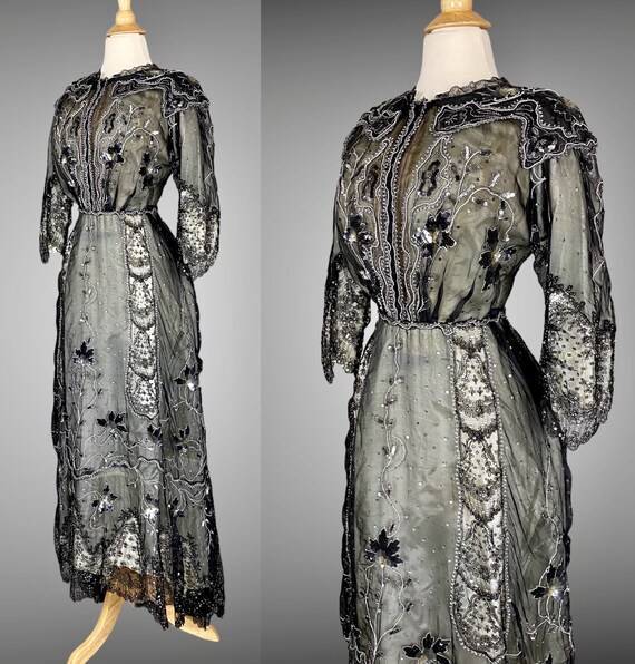 Early 1900s Victorian Edwardian Dress, Antique Se… - image 3