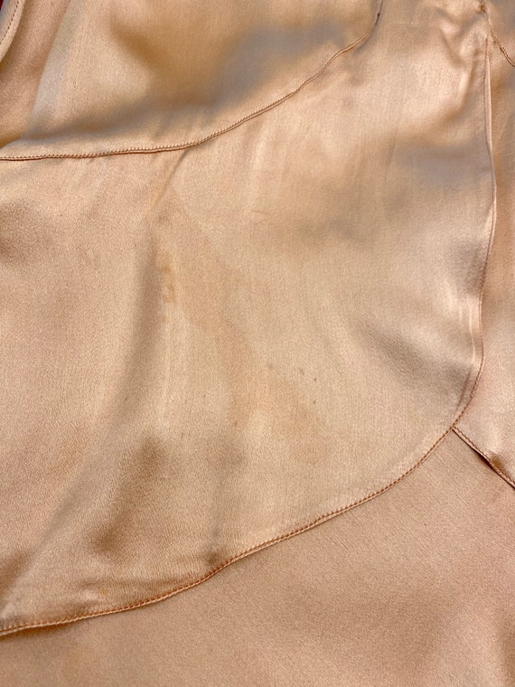 Vintage Late 1920s 30s Dress, Rose Gold Satin Lac… - image 10