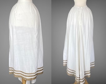 Edwardian Trained Linen Skirt, Early 1900s Antique Striped Linen Walking Skirt, 24.5 Waist