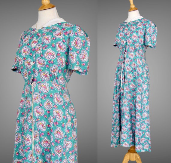 Rare 1930s Floral Print Cotton Jumpsuit, Vintage … - image 3