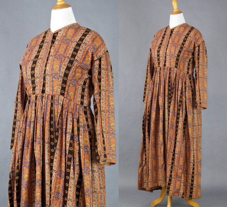 Antique Victorian Wool Paisley Dress 1800s Dress Paisley image 2