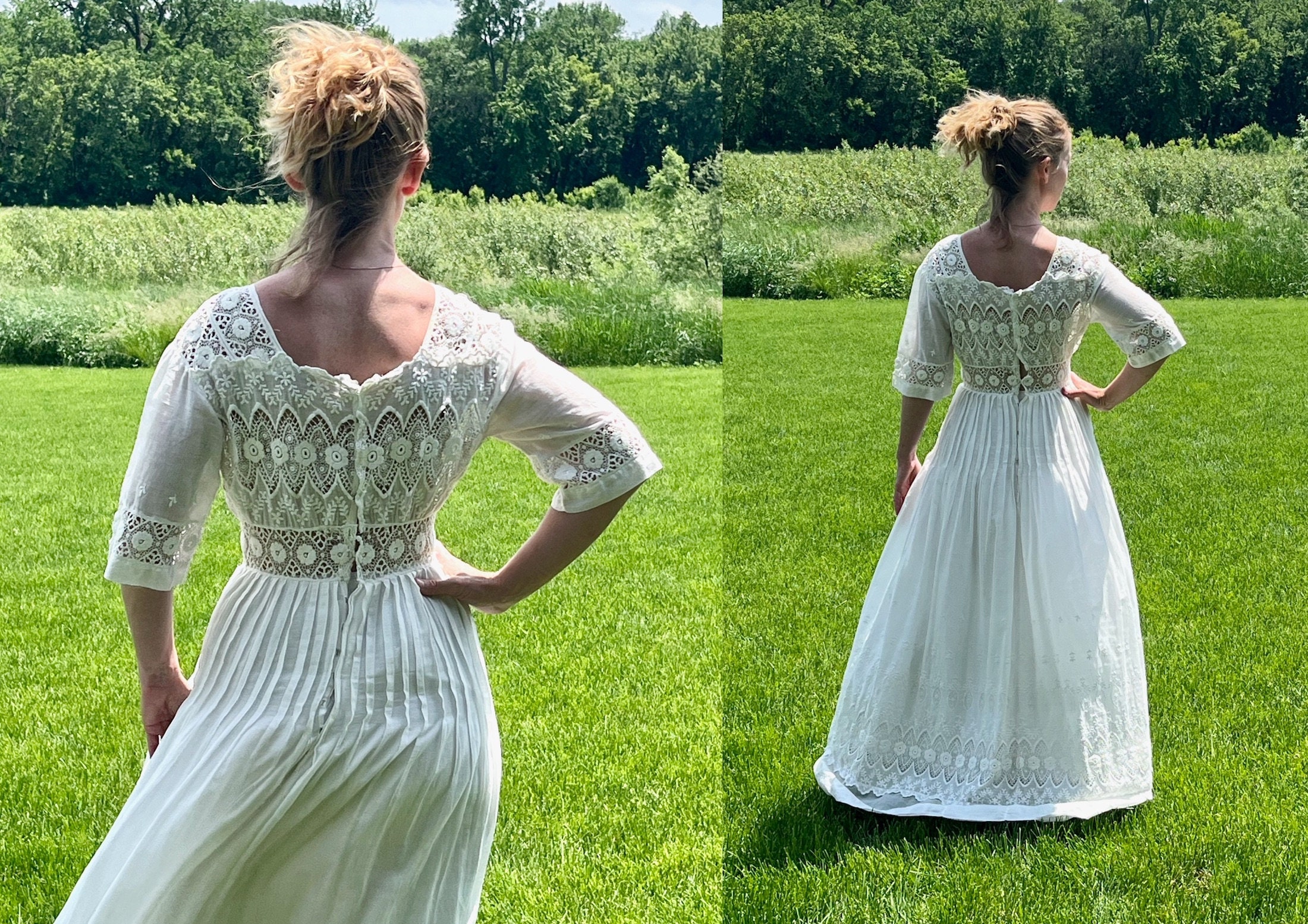Edwardian 1910s Whitework Embroidered Cutwork Lace Cotton Edwardian 1910s Whitework Embroidered Cutwork Lace Cotton