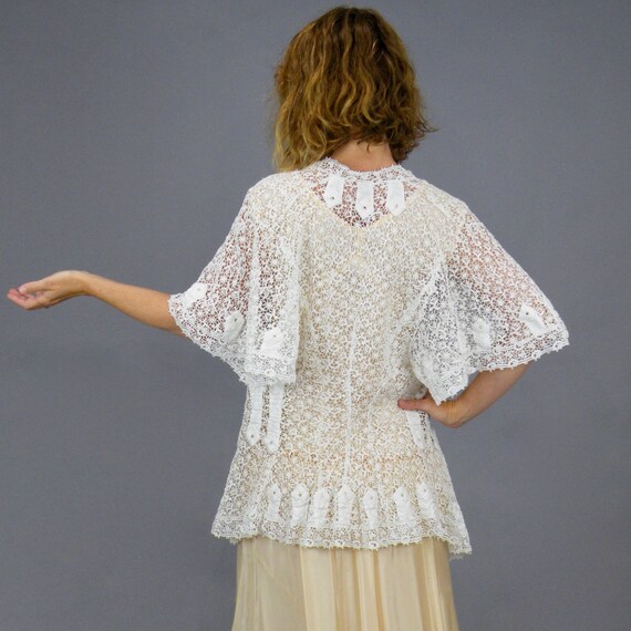 Edwardian Schiffli Lace Jacket, Antique 1900s Lac… - image 5