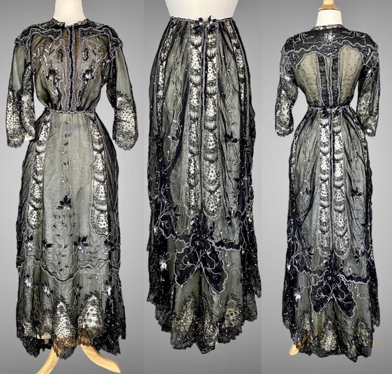 Early 1900s Victorian Edwardian Dress, Antique Se… - image 1