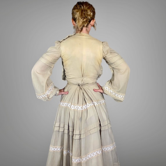 Antique 1900s Gibson Girl Dress, Edwardian Beige … - image 5