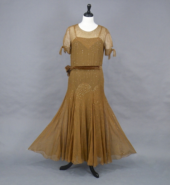 1920s Sequin Dress, Antique 20s Dress, Art Deco Br