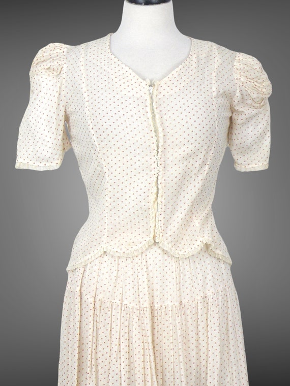 1940s Sheer Cotton Dress Set, Vintage 40s Maxi Sk… - image 8