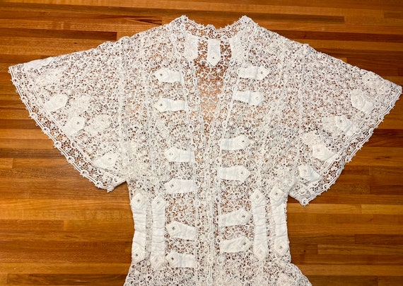 Edwardian Schiffli Lace Jacket, Antique 1900s Lac… - image 7