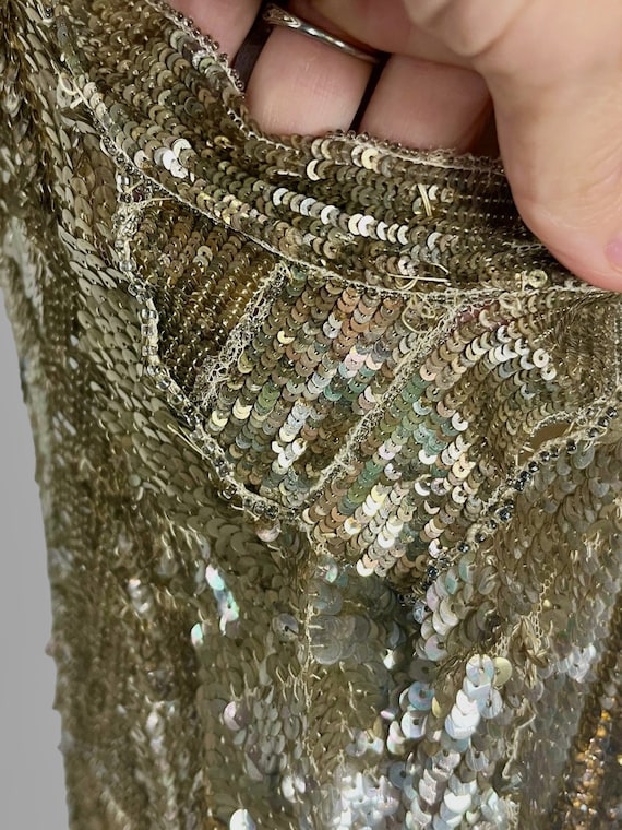 Vintage 80s Silver Sequin 20s Style Flapper Dress