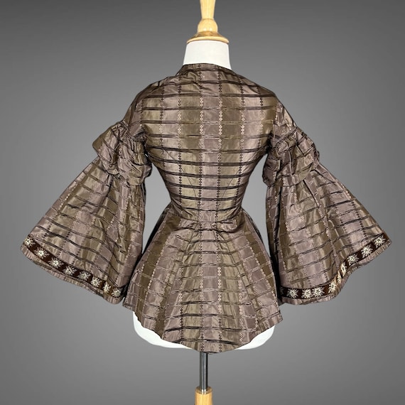 1860s Victorian Pagoda Sleeve Silk Bodice, Antique Civil War Era Top, Historical Fashion