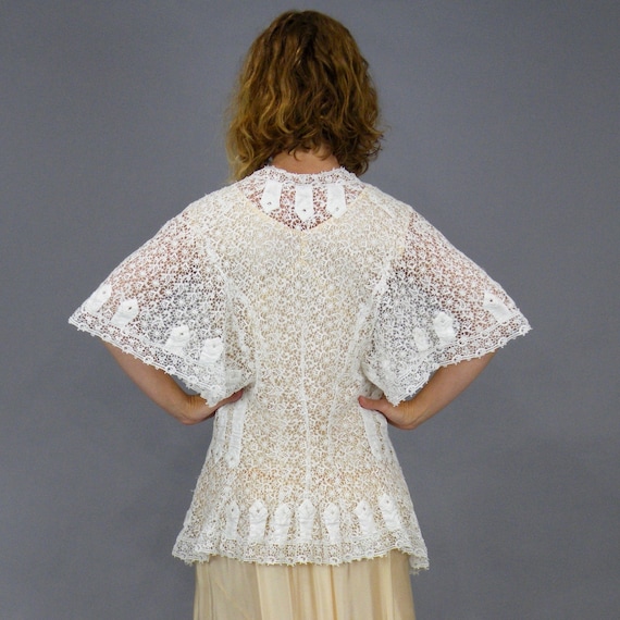 Edwardian Schiffli Lace Jacket, Antique 1900s Lace