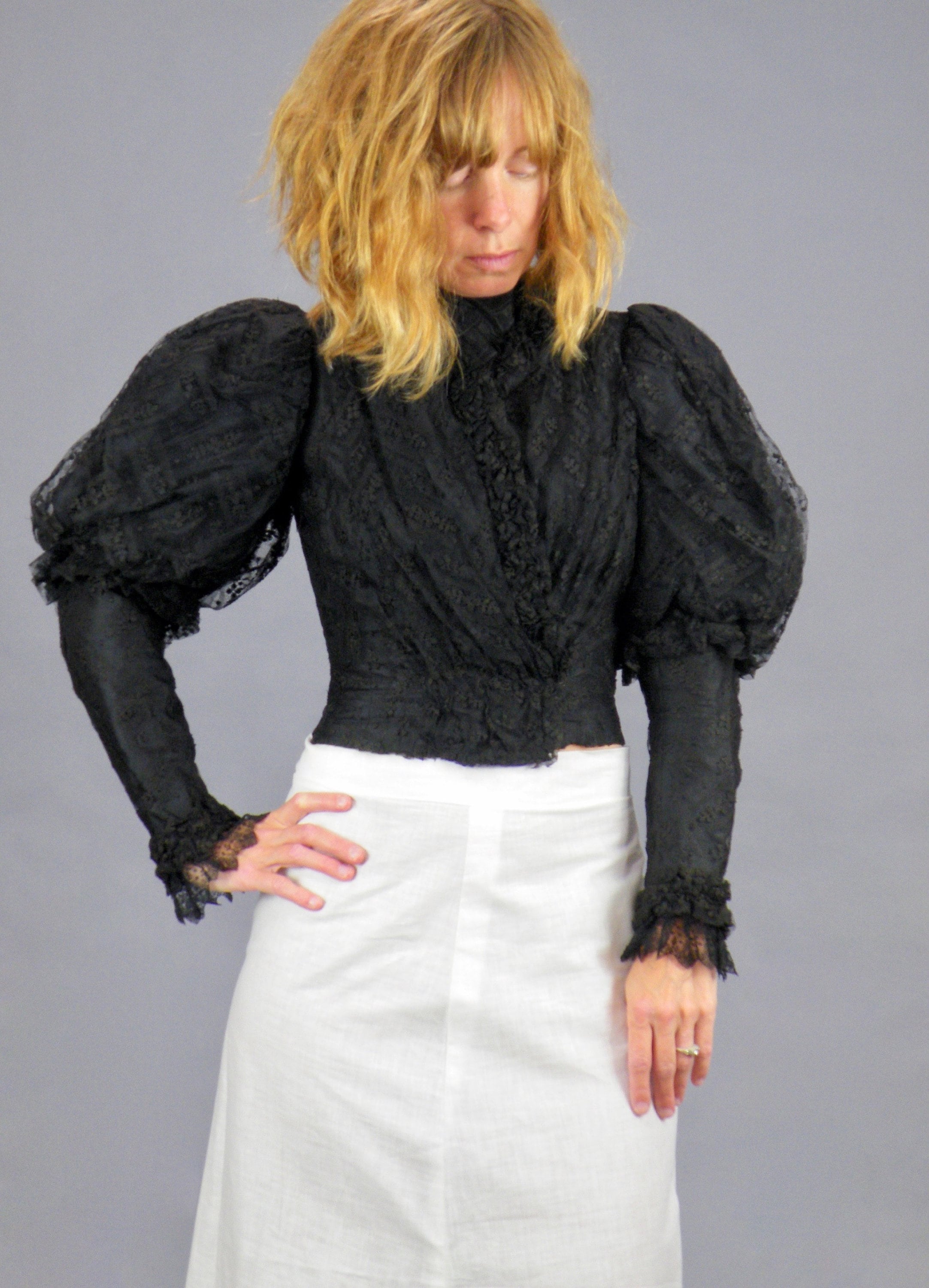 1890s Victorian Puff Sleeve Bodice Antique Black Lace Leg of Etsy