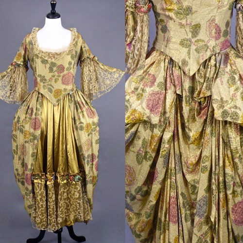 Rare Antique 1910s Floral Lamé & Liquid Gold Silk Rococo Style - Etsy