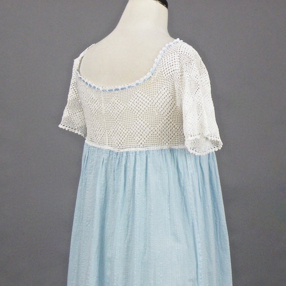 Edwardian Nightgown, Antique 1910s Blue Cotton Cr… - image 8