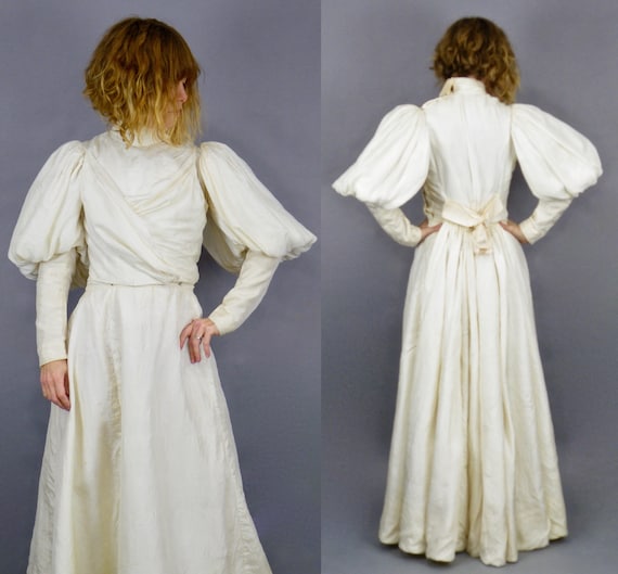 1890s Victorian Wedding Dress Set, Dramatic Leg of