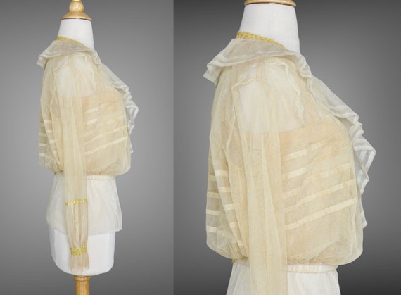 Edwardian Blouse, Antique 1900s Net Lace Blouse w… - image 6