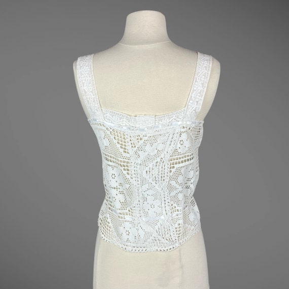 Vintage White Crochet Lace Camisole Top, Adjustab… - image 4