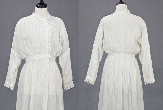 Edwardian Dress, 1900s 1910s Cotton Lawn Dress, A… - image 2