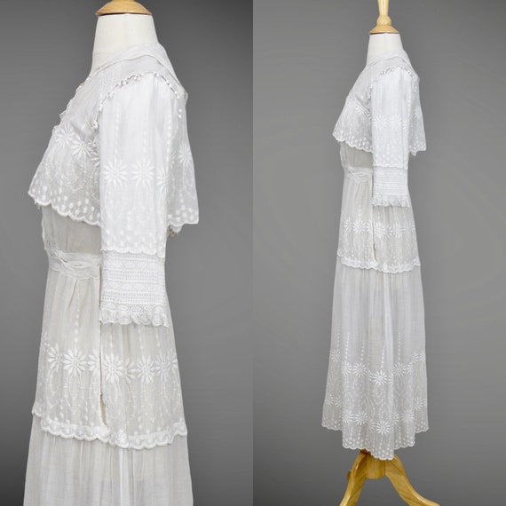 Antique Edwardian Dress, 1910s Lingerie Dress, Da… - image 5