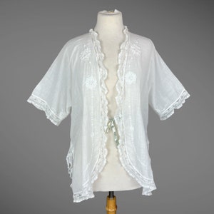 1900s Edwardian Sheer Cotton Bed Jacket 1900s Edwardian Sheer Cotton Bed Jacket