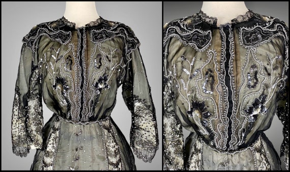 Early 1900s Victorian Edwardian Dress, Antique Se… - image 2