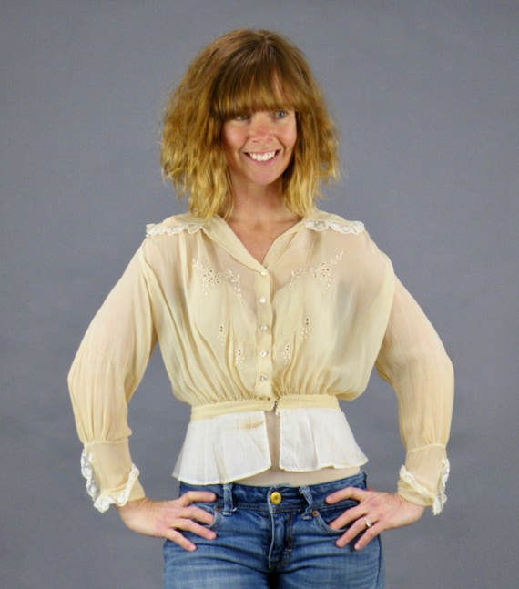 1910s Edwardian Blouse, Antique Valenciennes Lace