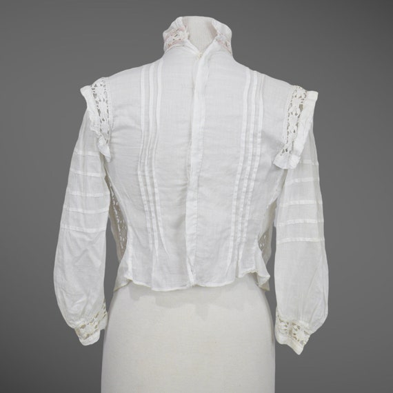 Vintage 1900’s Edwardian Cotton Peasant Sleeve Blouse | Antique Eyelet & Embroidery Top