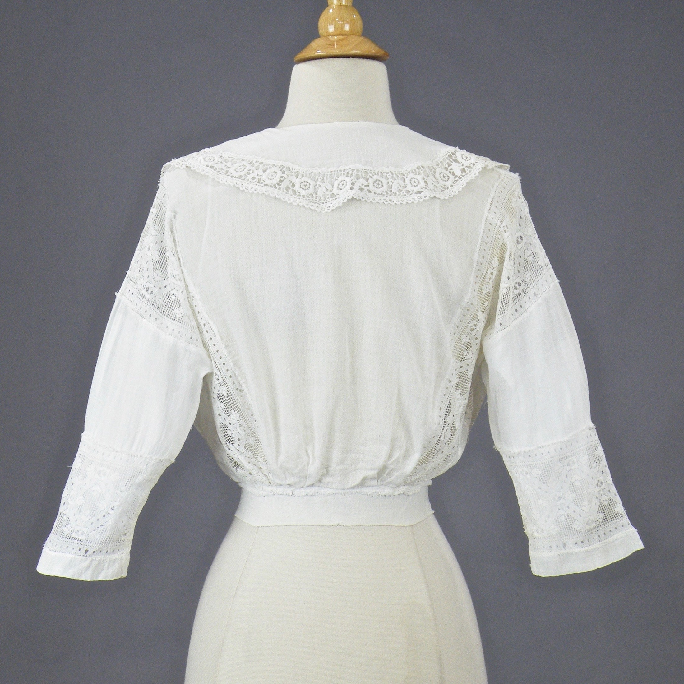 HOLD Edwardian Blouse, Antique 1900s Blouse, Embroidered White Cotton ...