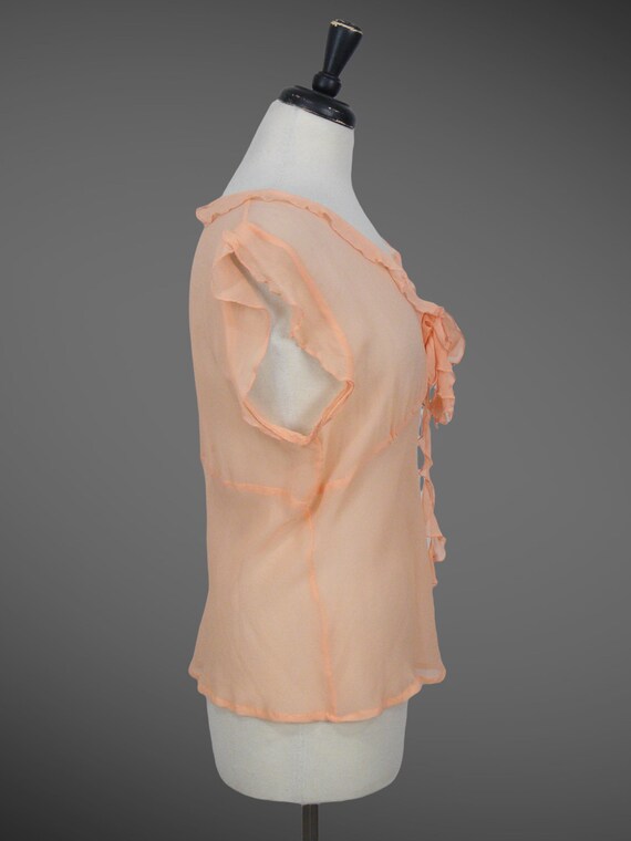 1930s Blouse, Vintage 30s Sheer Silk Chiffon Flut… - image 5