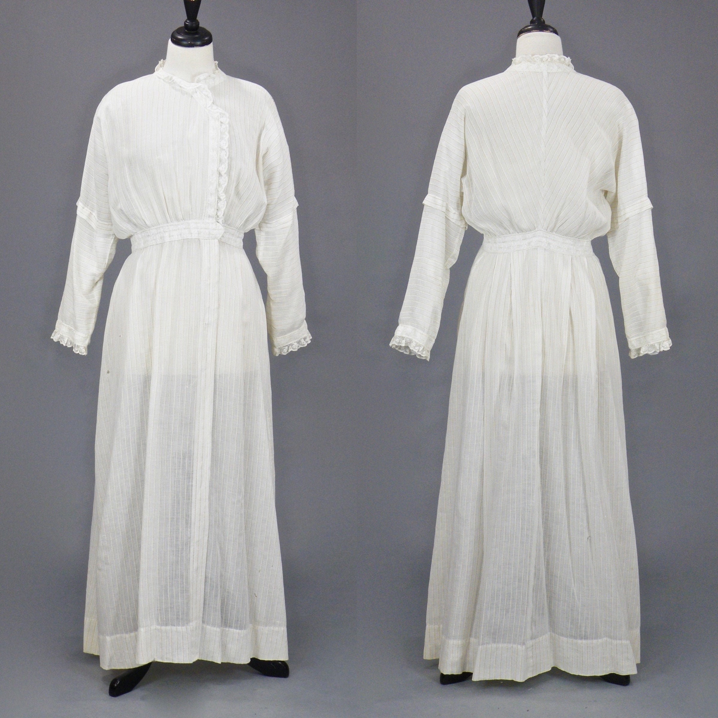 Edwardian Dress, 1900s 1910s Cotton Lawn Dress, Antique Lace Edwardian Dress, 1900s 1910s Cotton Lawn Dress, Antique Lace