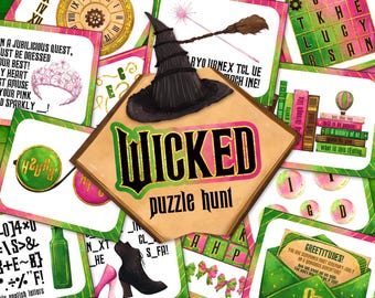 Wicked Puzzle Hunt | Skattjaktsledtrådar | Utskrivbara material för födelsedagskalas för barn | Direkt digital nedladdning | Ond trollkarlsskattjakt DIY