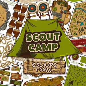 Pfadfinderlager Escape Room für Kinder | Druckbare Geburtstagsparty Spiel | Schule Sommer Camping Aktivität Hinterhof | Schatzsuche Familienspielabend