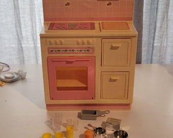 Sweet Roses Barbie Cooking Center 1987 Mattel #4777 Cozinha com mais de 30 acessórios