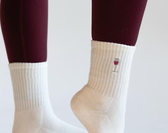 Wine Glass Socks - Available in grip socks for Pilates, Barre, Lagree and Regular (bachelorette, girls night)