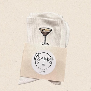 GRIP SOCKS Espresso Martini Embroidered - Pilates, Yoga, Barre, Lagree - Non-Slip, Trendy & Fun, Perfect for Your Workout or Lounge Time