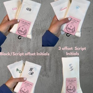 Chaussettes personnalisées avec prénoms/initiales - Disponibles en chaussettes antidérapantes pour Pilates, barre, Lagree et Regular (célibataire, soirée entre filles) image 3