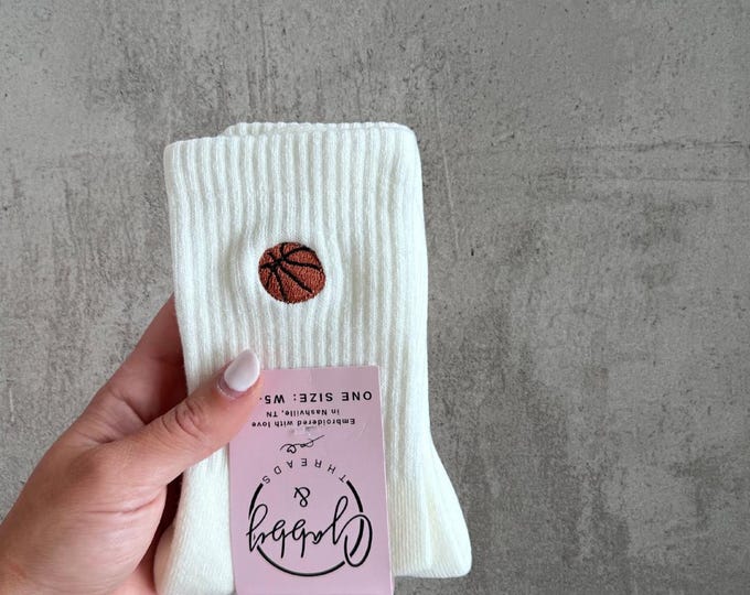 Embroidered Basketball Crew Socks – Sporty Game Day Apparel