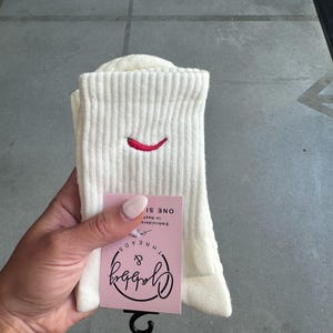 GRIP SOCKS - Red Pepper Embroidered for Pilates, Yoga, Barre, Lagree - Comfortable and stylish grip socks