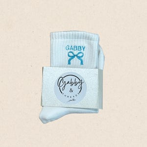 GRIP SOCKS - Custom Embroidered Socks. Personalized with Name & Coquette Bow, Non-Slip Grip for Pilates, Barre, Yoga and Lagree