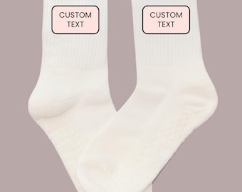 Chaussettes personnalisées - Disponibles en chaussettes adhérentes pour Pilates, Barre, Lagree et Regular (célibataire, soirée entre filles)