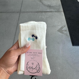 CREW SOCKS with Dumbbells - Fun Fitness Socks, Soft & Comfy, Casual Wear, Workout Inspired, Unique Gift for Fitness Lovers