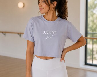 Barre Girl Embroidered Crop Tee, Women's Workout Tank, Barre Studio Apparel, Barre Gift for Her, Minimalist Activewear
