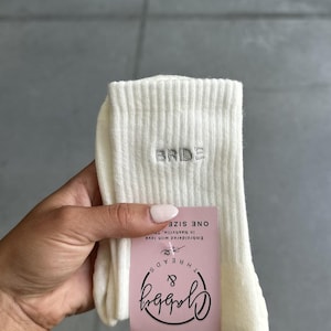 GRIP SOCKS - &quot;Bride&quot; Embroidered Socks, Perfect for Pilates, Yoga, Barre or Lagree|Wedding Gift, Bride-to-Be, Bachelorette, Bridal Shower