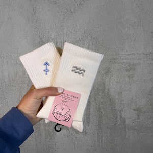 Embroidered Zodiac Sign Socks – Pilates, Barre & Everyday Wear