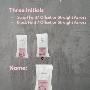 Chaussettes personnalisées avec prénoms/initiales - Disponibles en chaussettes antidérapantes pour Pilates, barre, Lagree et Regular (célibataire, soirée entre filles) image 6