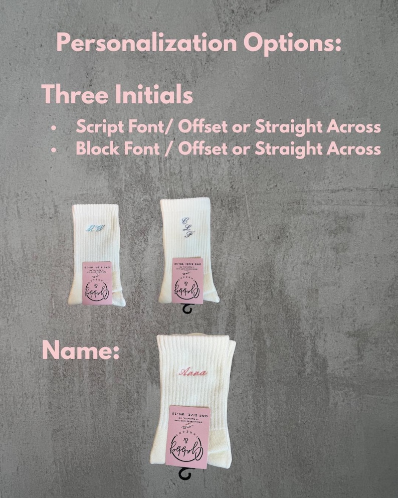 Chaussettes personnalisées avec prénoms/initiales - Disponibles en chaussettes antidérapantes pour Pilates, barre, Lagree et Regular (célibataire, soirée entre filles) image 6