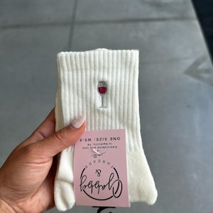 GRIP SOCKS - Wine Glass Embroidered for Pilates, Yoga,  Barre, Lagree - Comfortable and stylish Grip Socks for the Wine Enthusiast