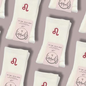 GRIP SOCKS - ZODIAC Sign Embroidered for Pilates, Yoga, Barre, Lagree - Comfortable and stylish grip socks