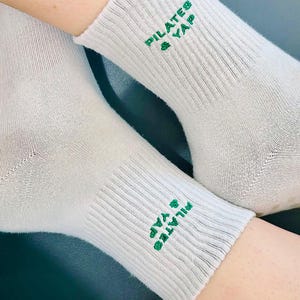 GRIP SOCKS - "Pilates & Yap" Embroidered Socks, perfect for pilates